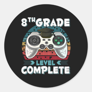 Grade Level Complete Gamer 8th Grade Graduation Gi Classic Round Sticker