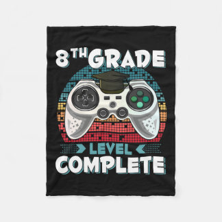 Grade Level Complete Gamer 8th Grade Graduation Gi Fleece Blanket