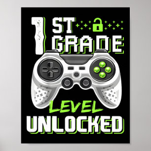 Grade Level Unlocked Gamer First Day Of School Boy Poster