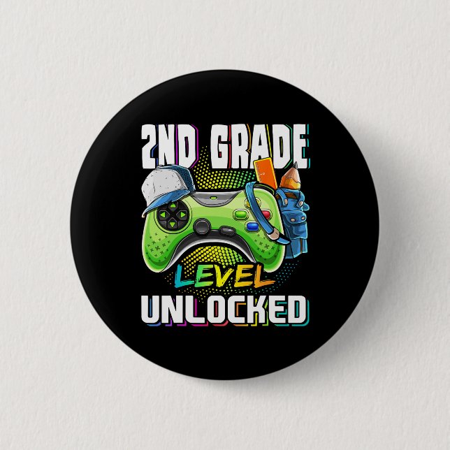 Grade Level Unlocked Video Game Back To School Boy Button (Front)