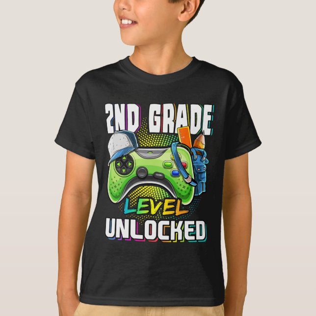 Grade Level Unlocked Video Game Back To School Boy T-Shirt (Front)