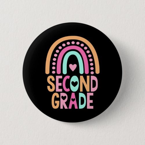 Grade Rainbow Girls Boys Teacher Cute 2nd Grade Sq Button