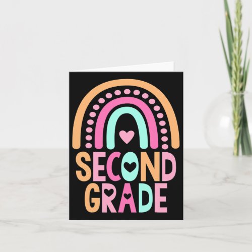 Grade Rainbow Girls Boys Teacher Cute 2nd Grade Sq Card