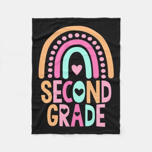 Grade Rainbow Girls Boys Teacher Cute 2nd Grade Sq Fleece Blanket