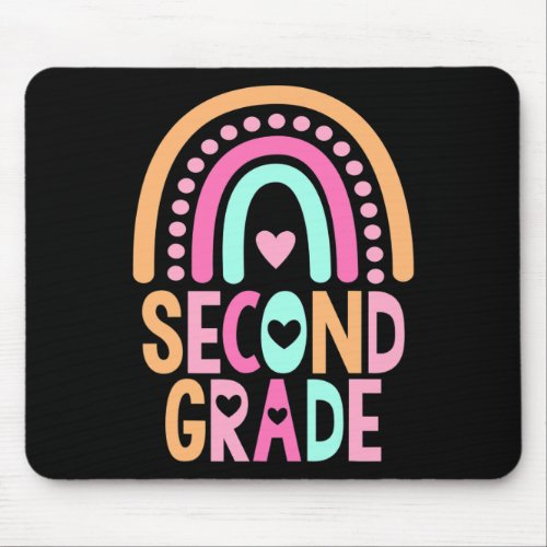 Grade Rainbow Girls Boys Teacher Cute 2nd Grade Sq Mouse Pad