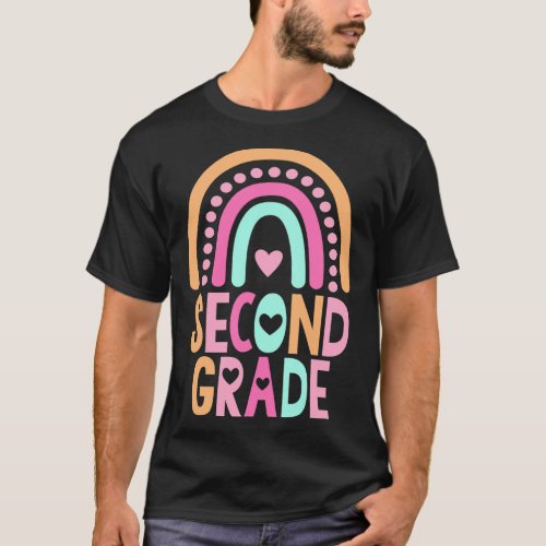 Grade Rainbow Girls Boys Teacher Cute 2nd Grade Sq T_Shirt