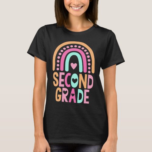 Grade Rainbow Girls Boys Teacher Cute 2nd Grade Sq T_Shirt