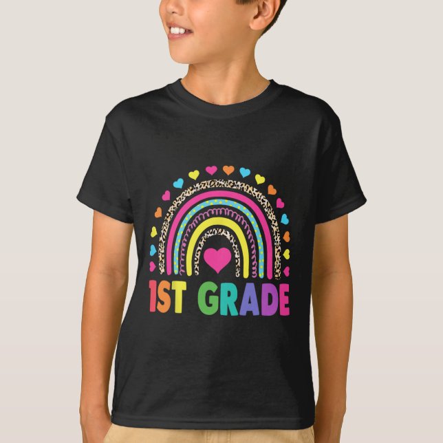 Grade Rainbow Girls Boys Teacher Team 1st Grade Sq T-Shirt (Front)