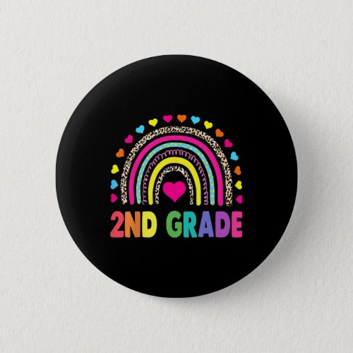 Grade Rainbow Girls Boys Teacher Team 2nd Grade Sq Button