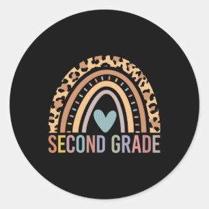 Grade Rainbow Girls Boys Teacher Team 2nd Grade Sq Classic Round Sticker