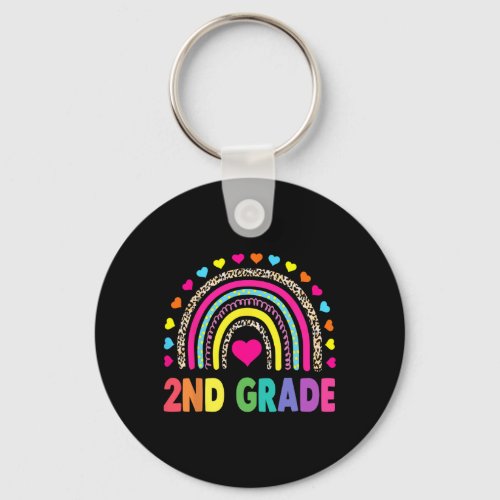 Grade Rainbow Girls Boys Teacher Team 2nd Grade Sq Keychain