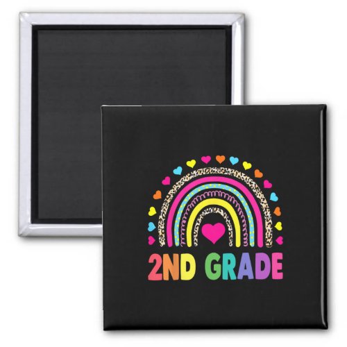 Grade Rainbow Girls Boys Teacher Team 2nd Grade Sq Magnet