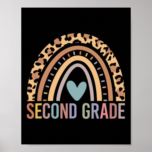 Grade Rainbow Girls Boys Teacher Team 2nd Grade Sq Poster