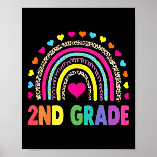 Grade Rainbow Girls Boys Teacher Team 2nd Grade Sq Poster