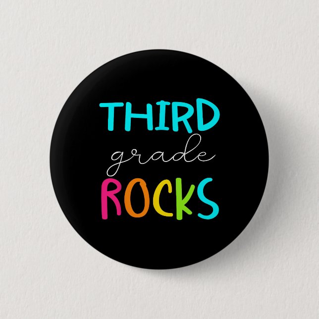 Grade Rocks Team 3rd Grade Teacher  Button (Front)