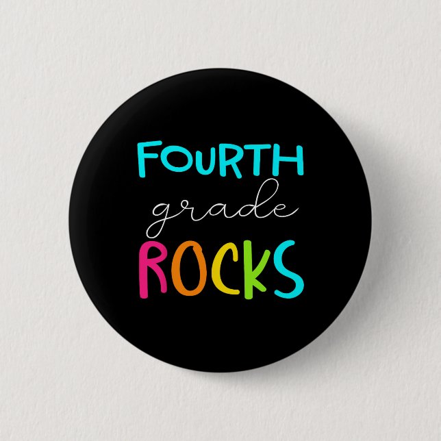 Grade Rocks Team 4th Grade Teacher  Button (Front)