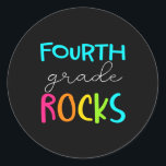 Grade Rocks Team 4th Grade Teacher  Classic Round Sticker<br><div class="desc">Grade Rocks Team 4th Grade Teacher</div>