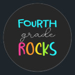 Grade Rocks Team 4th Grade Teacher  Classic Round Sticker<br><div class="desc">Grade Rocks Team 4th Grade Teacher</div>