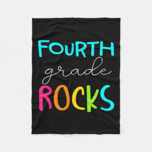 Grade Rocks Team 4th Grade Teacher Fleece Blanket