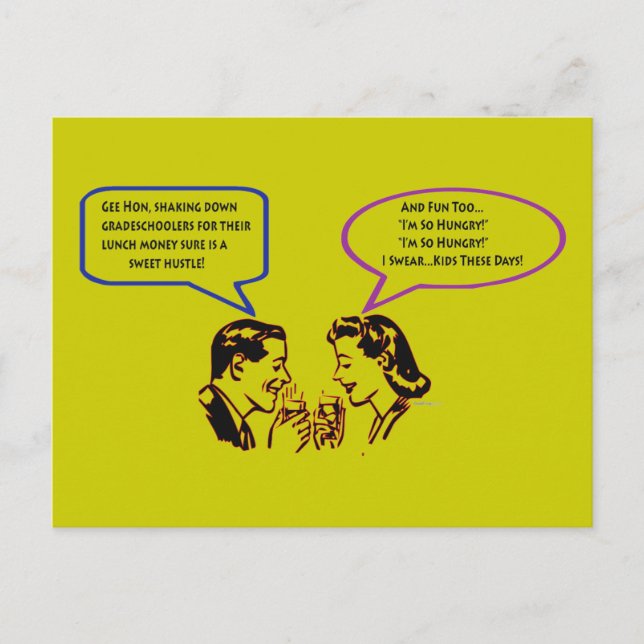 Grade School Shakedown Recession Humor Postcards (Front)