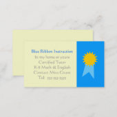 Grade School Tutor Blue Ribbon Template Business Card (Front/Back)