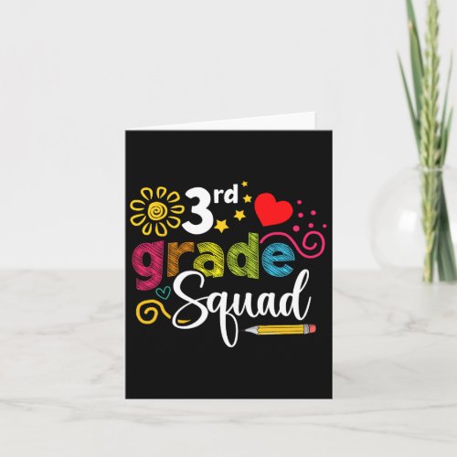 Grade Squad Back To School 3rd Grader Teacher Kids Card