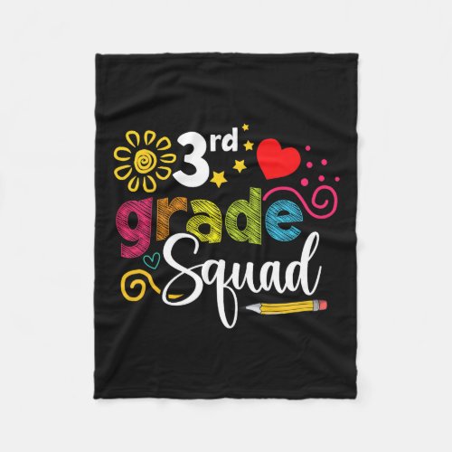 Grade Squad Back To School 3rd Grader Teacher Kids Fleece Blanket