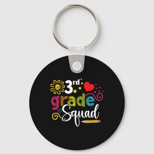 Grade Squad Back To School 3rd Grader Teacher Kids Keychain