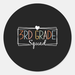 Grade Squad Teachers Kids 3rd Grade Back To School Classic Round Sticker
