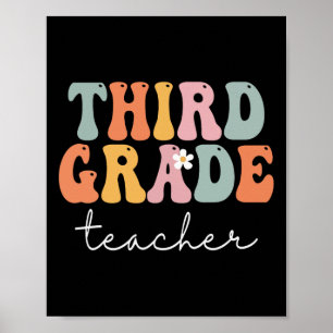 Grade Teacher Retro Groovy Vintage First Day Of Sc Poster