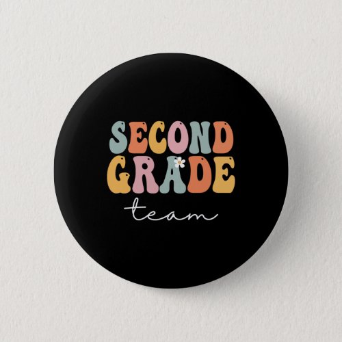 Grade Team Retro Groovy Vintage First Day Of Schoo Button