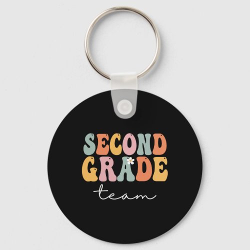 Grade Team Retro Groovy Vintage First Day Of Schoo Keychain