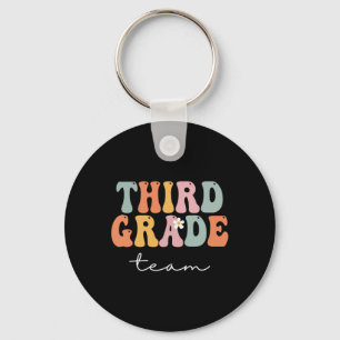 Grade Team Retro Groovy Vintage First Day Of Schoo Keychain