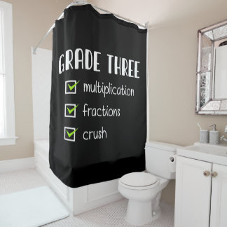 Grade Three Multiplication Fractions Crush Shower Curtain