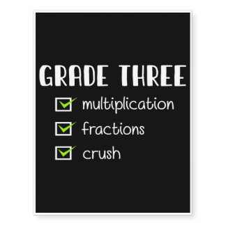 Grade Three Multiplication Fractions Crush Temporary Tattoos