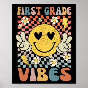 Grade Vibes 1st Grade Retro Teacher 1st Day Of Sch Poster