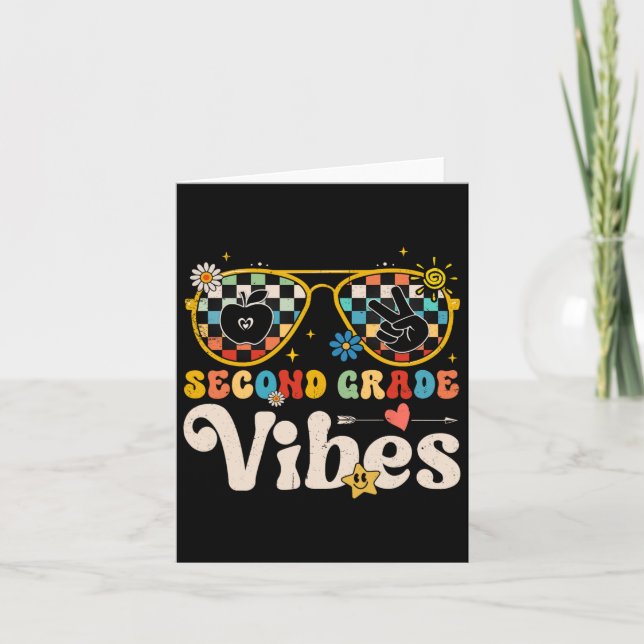Grade Vibes - 2nd Grade Team Retro 1st Day Of Scho Card (Front)