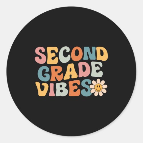 Grade Vibes _ 2nd Grade Team Retro 1st Day Of Scho Classic Round Sticker