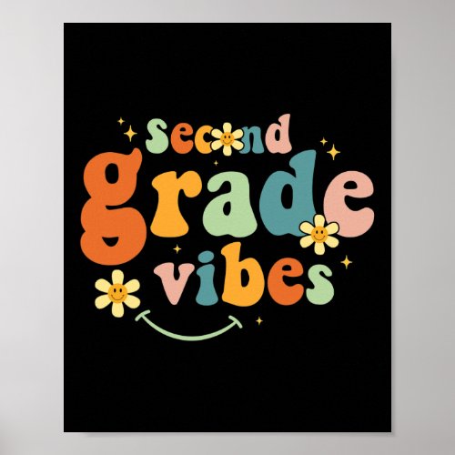 Grade Vibes 2nd Grade Team Retro 1st Day Of School Poster