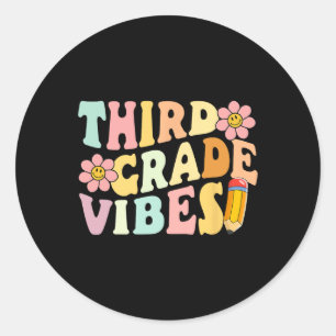 Grade Vibes 3rd Grade 1st Day Of School Teacher Ki Classic Round Sticker