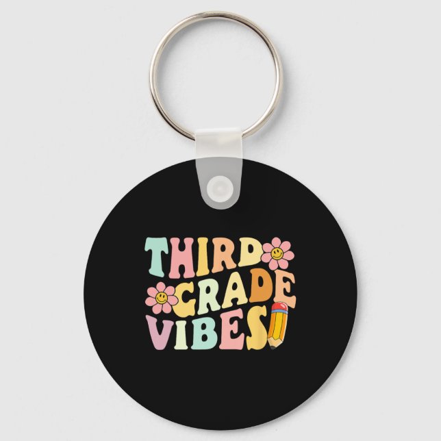 Grade Vibes 3rd Grade 1st Day Of School Teacher Ki Keychain (Front)