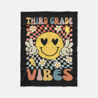 Grade Vibes 3rd Grade Retro Teacher 1st Day Of Sch Fleece Blanket