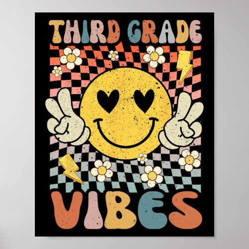 Grade Vibes 3rd Grade Retro Teacher 1st Day Of Sch Poster