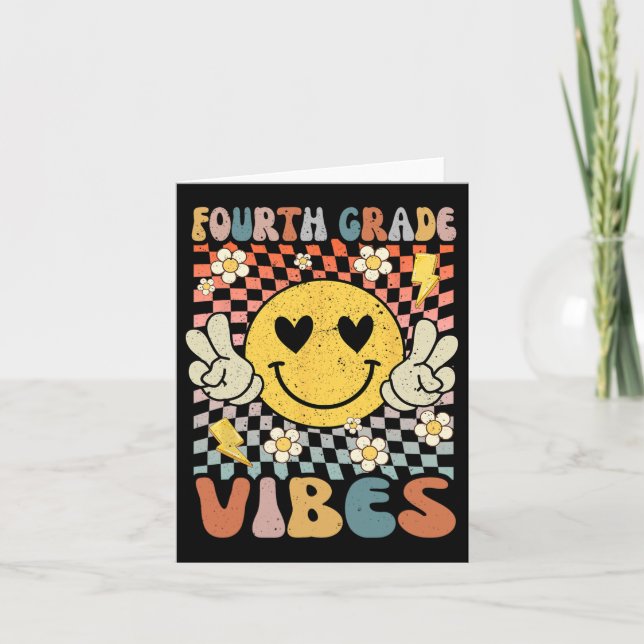 Grade Vibes 4th Grade Retro Teacher 1st Day Of Sch Card (Front)