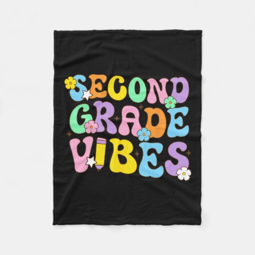Grade Vibes Back To School Retro 2nd Grade Teacher Fleece Blanket