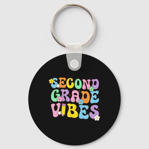 Grade Vibes Back To School Retro 2nd Grade Teacher Keychain