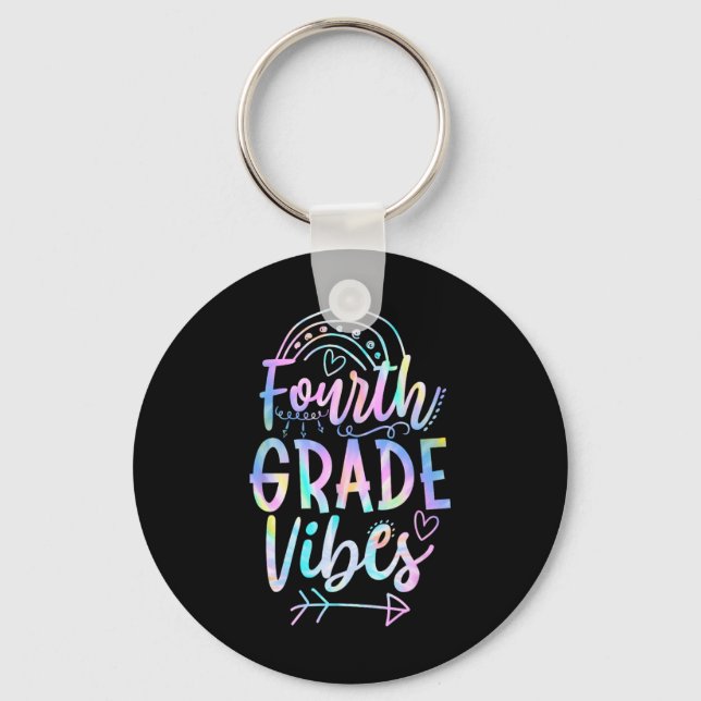 Grade Vibes Back To School Tie Dye Teachers Studen Keychain (Front)