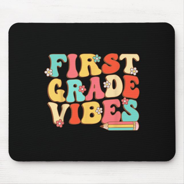 Grade Vibes Retro Groovy - 1st Grade Back To Schoo Mouse Pad (Front)