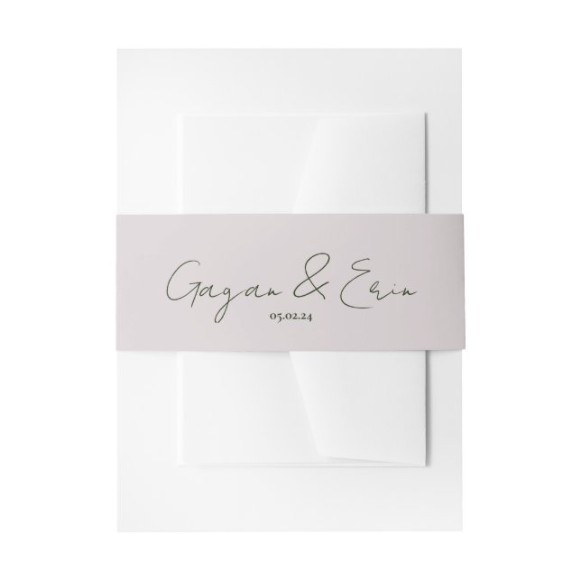 graden love story cursive wedding  invitation belly band (Front Example)