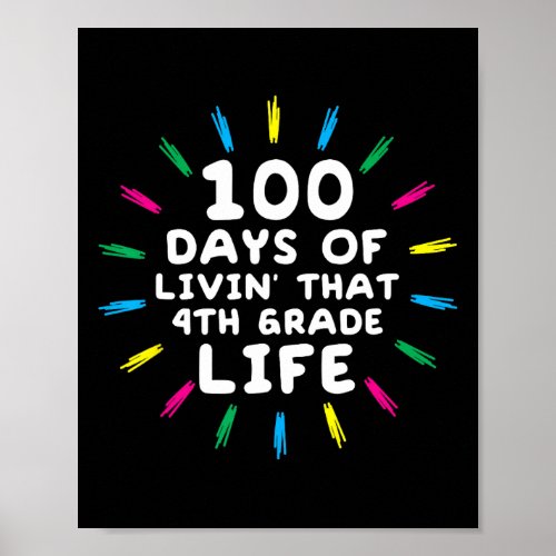 Grader Life 4th Grade 100 Days Of School  Poster